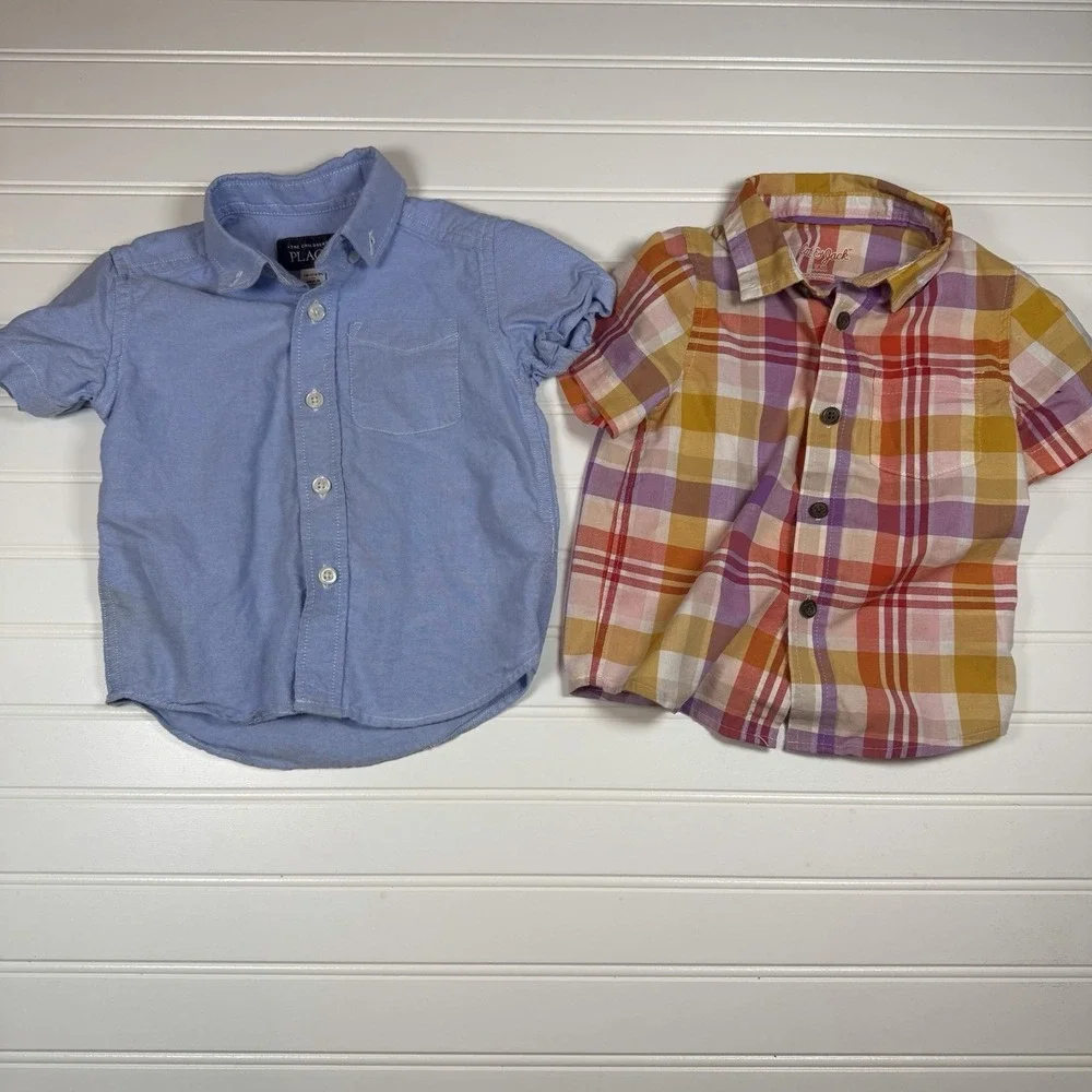 Lot Of Toddler Short Sleeve Button Up Shirts Toddler 18 Months Multicolor‎ Used
